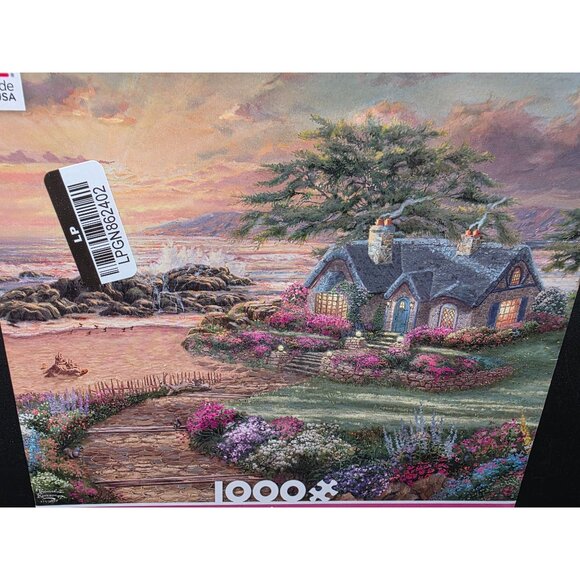 Thomas Kinkade Studios Seaside Cottage 1000-Piece Jigsaw Puzzle With Bonus Poste - Picture 2 of 5